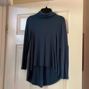 Blue High-Low Turtleneck